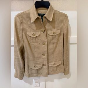 Lauren Ralph Lauren Women's Tan gold shimmer Utility Jacket - 6P